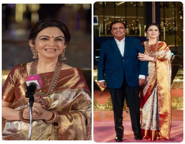 NMACC एनिवर्सरी में नीता अंबानी पर टिकी नजरें, गोल्डन साड़ी में एकदम महारानी लगी Mrs Ambani