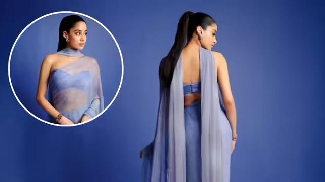 साड़ी के साथ दुपट्टा ओढ़कर पहुंचीं Janhvi Kapoor, मॉडर्न देसी Princess वाले अंदाज ने जीता दिल