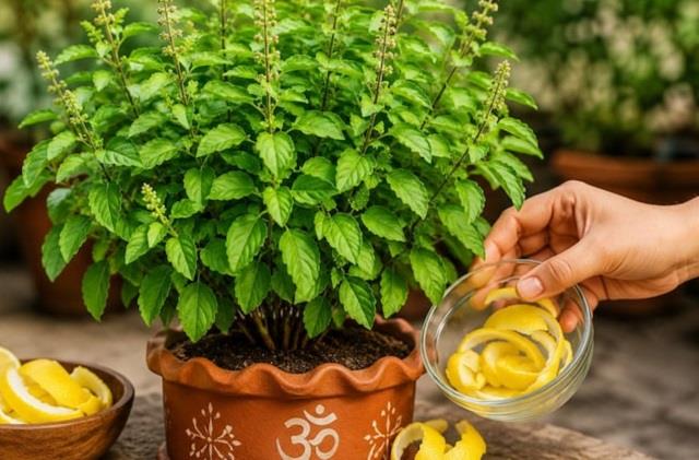 नींबू के छिलकों से आपकी तुलसी होगी घनी और स्वस्थ!