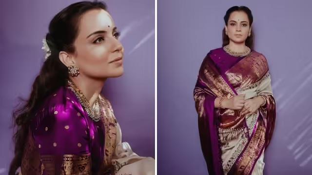 Kangana के रॉयल साड़ी लुक पर ठहरीं नजरें, कढ़ाई वाली कांजीवरम साड़ी ने बढ़ाई खूबसूरती