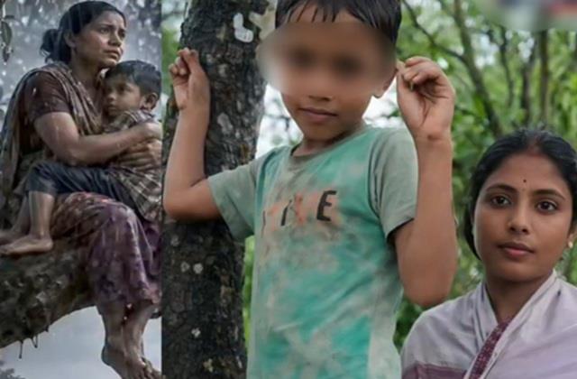 बाढ़ की दिल दहला देने वाली घटना! 12 घंटे तक भूखी-प्यासी पेड़ पर बैठी रही मां, गोद में था इकलौता बेटा