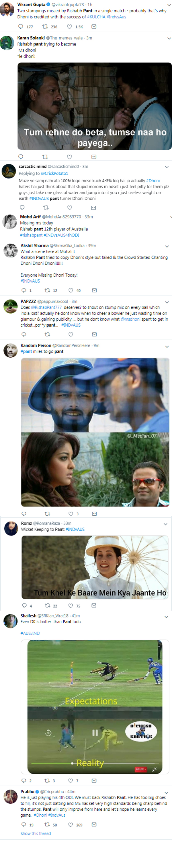 Rishabh pant got trolled again for missing Stumping